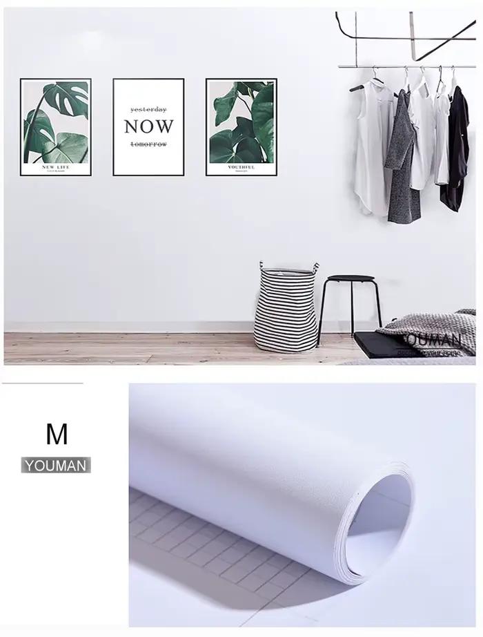 Papier peint auto-adhésif décoratif en vinyle blanc mat
