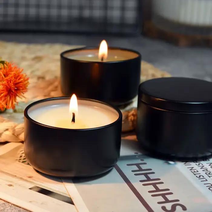 Lot de 4 bougies anti-moustiques à la citronnelle sans fumée, parfumées, portables, en boîte de voyage, pour extérieur, jardin, camping, coffret cadeau, décoration intérieure