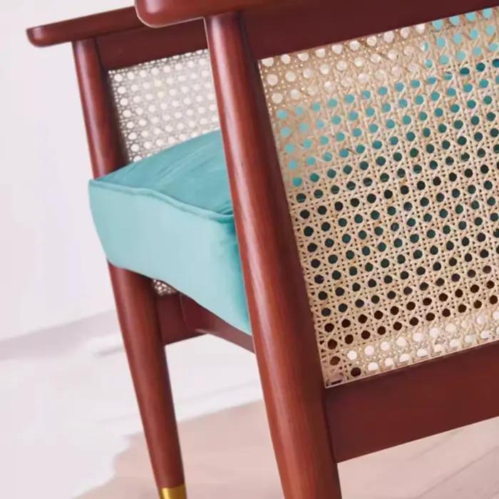 Fauteuil Vintage en rotin avec soutien lombaire