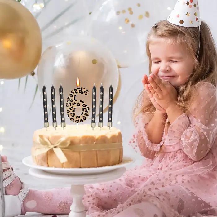 Bougies imprimées léopard numéro 0-9, bougies de gâteau d'anniversaire guépard, décorations de fête léopard, décorations de fête d'anniversaire d'animaux 7 pièces