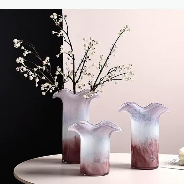 Vase en verre à bulles en forme de feuille