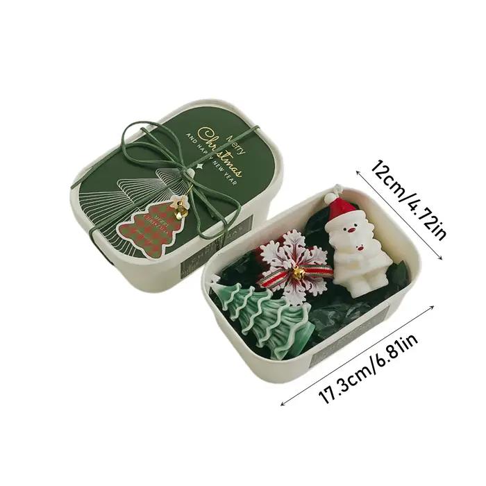 Ensemble de bougies de Noël, bonhomme de neige, décoration de fête, festival de mariage, réveillon de Noël, ornement romantique pour la maison, cadeau de Noël, aromathérapie, cire de paraffine, blanc, clair, orange