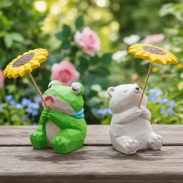 Figurine en bois miniature de dessin animé mignonne