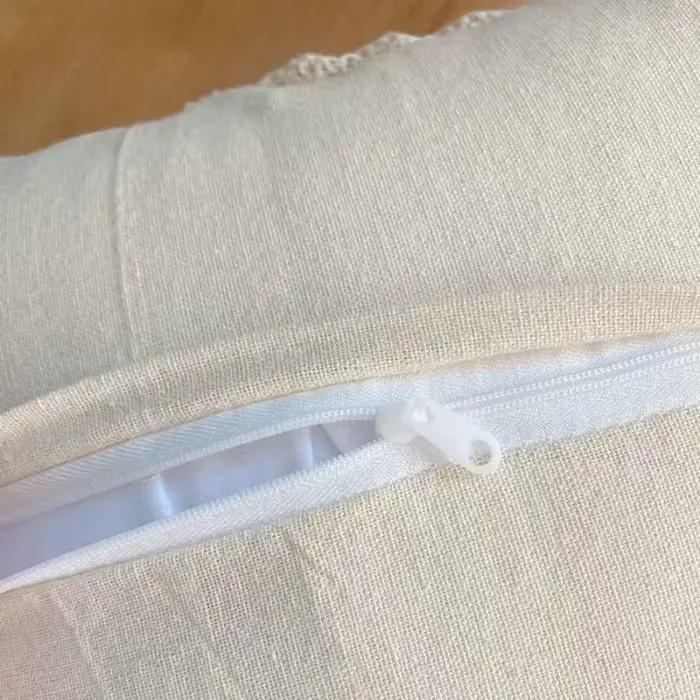 Housse de coussin en coton et lin tissé au crochet