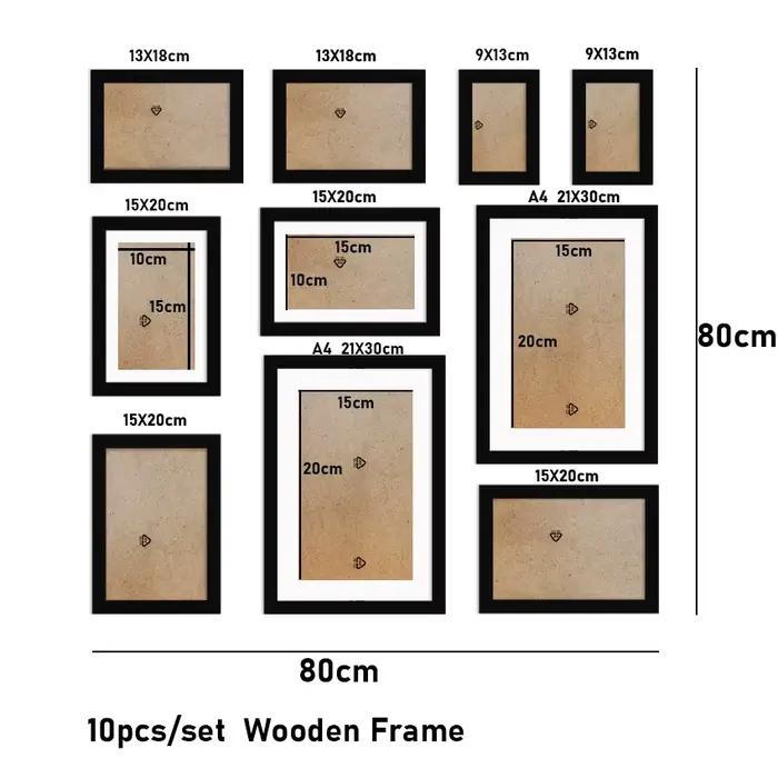 Cadre photo de famille en bois avec plexiglas