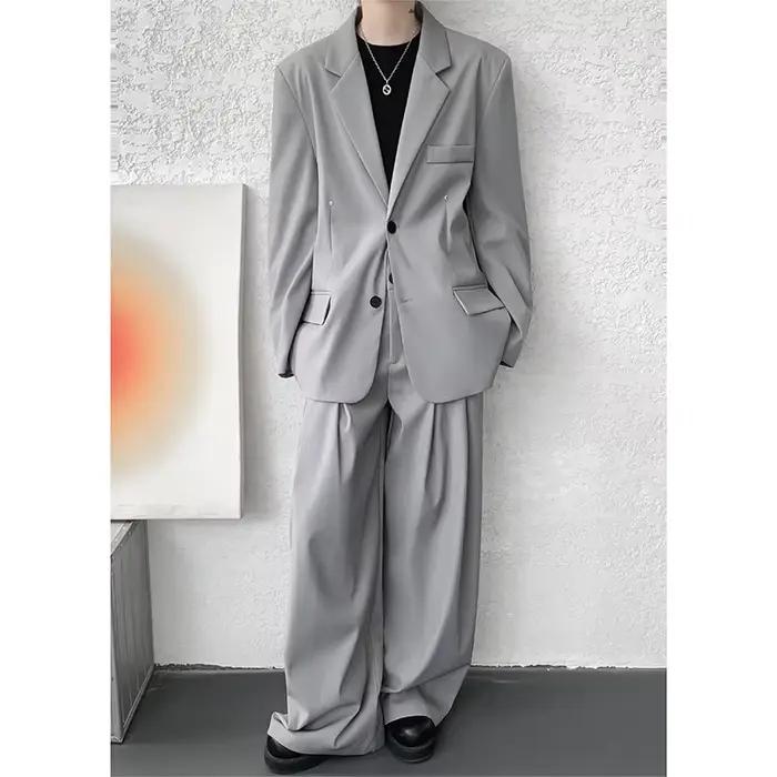 Ensemble de costume décontracté pour hommes, terno masculino de luxo, coupe ample, 2 pièces, épaulettes, tendance, Streetwear, nouveau pantalon jacker, 2025