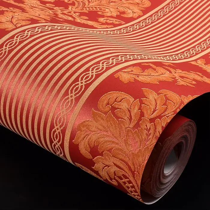 Papier peint gris 3D victorien damassé en relief pour décoration intérieure moderne et luxueuse salon chambre étude chambre enfant mariage aînés