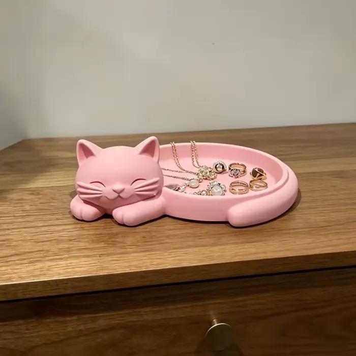 Plateau à bijoux décoratif en forme de chat