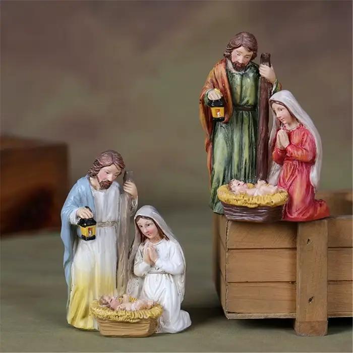 Statue scène nativité sacrée en résine