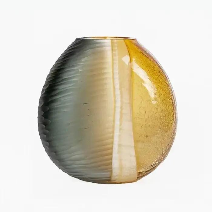 Vase en verre craquelé pour hydroponie, pots à fleurs, décoration de bureau, arrangement floral, couleur ambre, vases floraux, décoration moderne pour la maison