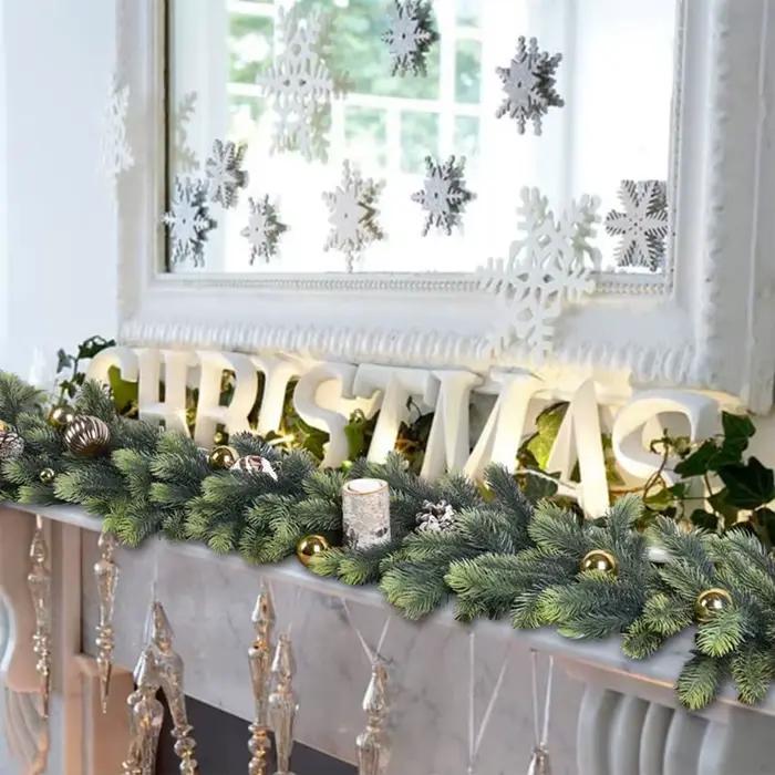 Plantes vertes artificielles arbre de noël guirlande couronnes maison salle de fête décoration extérieure cour pin
