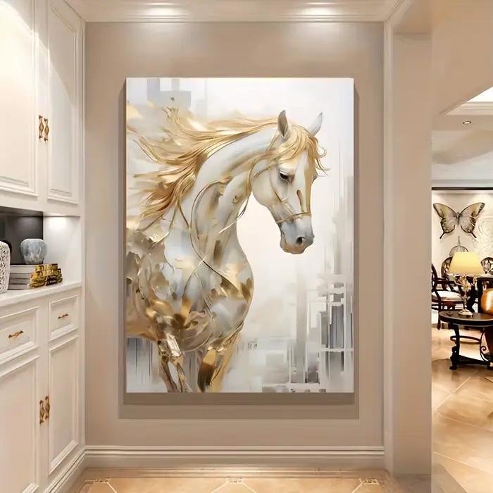 Toile d'art mural cheval doré sans cadre