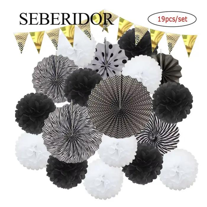 Kit de pompons en papier suspendus de tailles variées