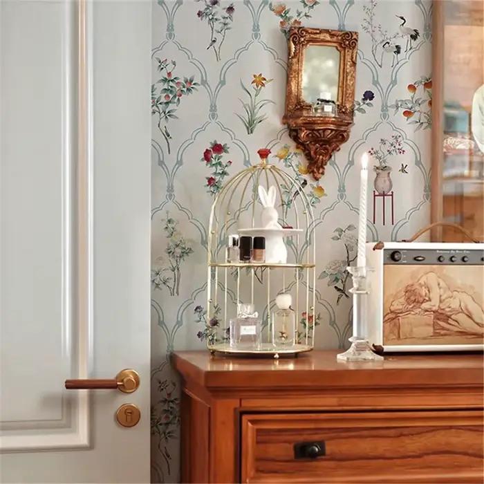 Papiers peints floraux rétro français personnalisés pour salon