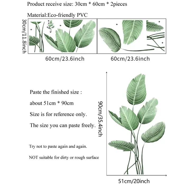 Autocollants muraux feuilles de plantes vertes tropicales pour salon décoration de chambre à coucher papier peint auto-adhésif PVC moderne occassions spéciales