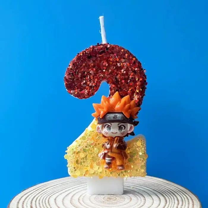 Bougie d'anniversaire Naruto Nouveau Style Chiffre Numérique Créative Faite à la Main pour Gâteau