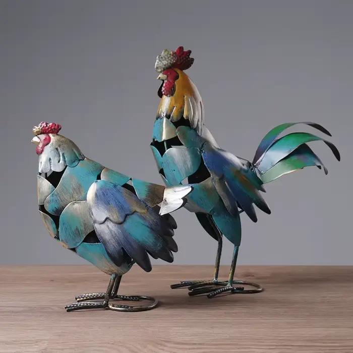 Accessoires de coq en fer, coq de bon augure, ornements d'animaux, décoration minimaliste, décoration de salon et de bureau pour la maison
