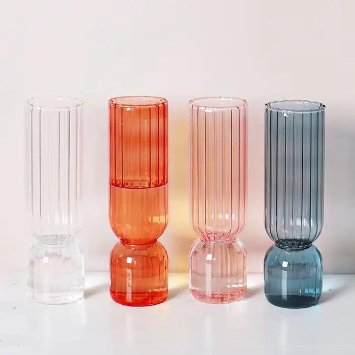Vase à fleurs en verre transparent coloré, récipient hydroponique pour plantes, décoration d'intérieur bricolage, ornement de bureau, nouveau