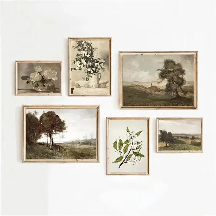 Peinture sur toile murale paysagère vintage style campagne française