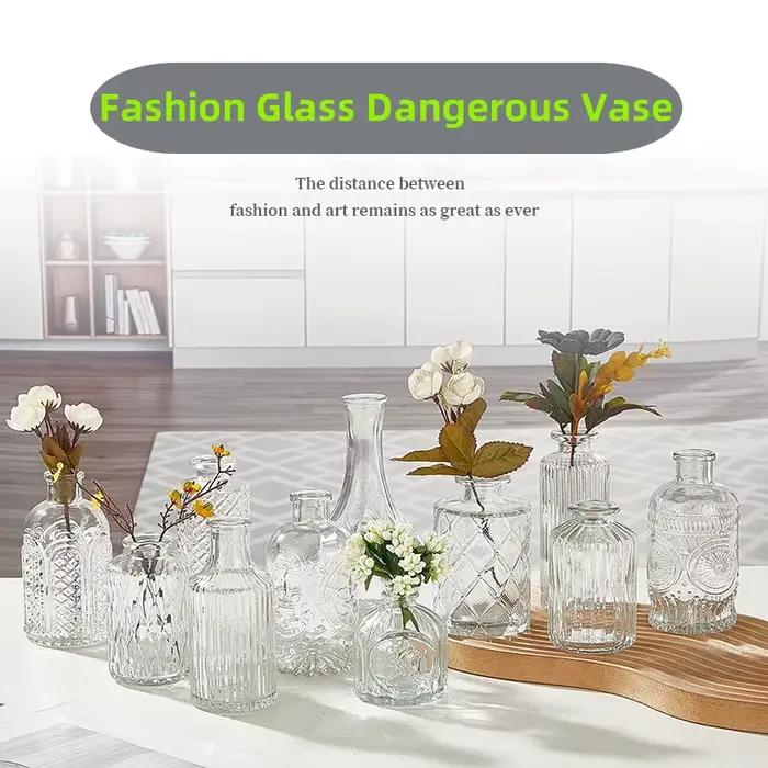 Vase en verre sculpté à la main-Jardinière hydroponique pour décor gothique de maison/bureau