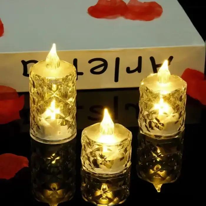 24/12/6 Pack LED bougie en cristal sans flamme