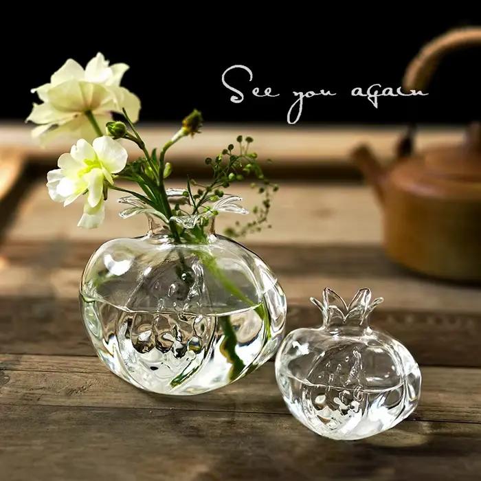 Vase à grenade en verre moderne transparent pour décoration de maison et bureau occasions spéciales style unique élégant à offrir femmes