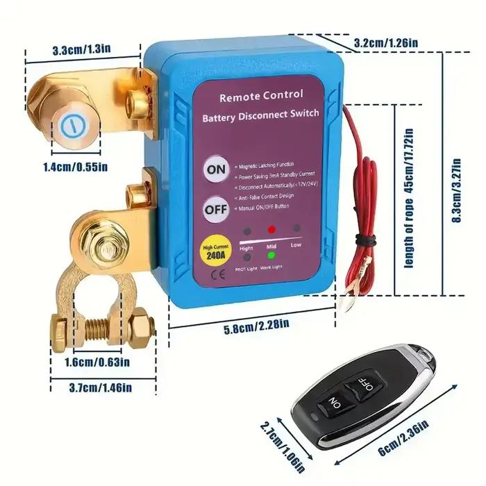 Interrupteur d'alimentation de déconnexion de batterie 12V 240A, interrupteur d'arrêt avec télécommande pour voiture et camion