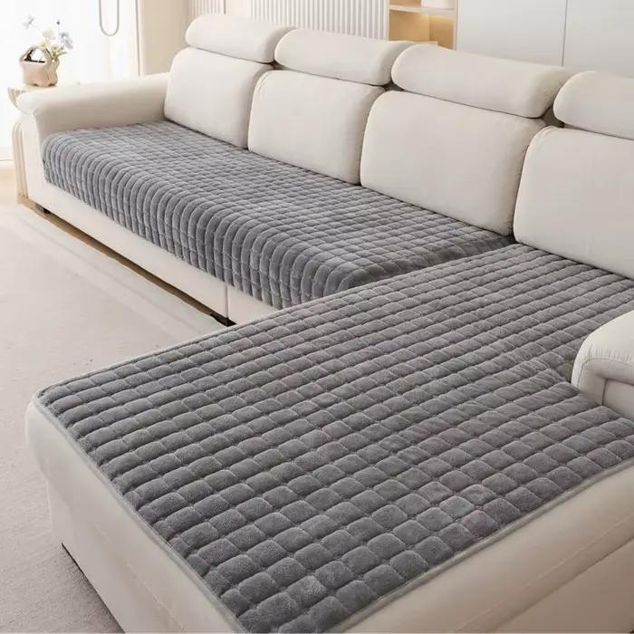 Coussin de canapé en velours épais à carreaux