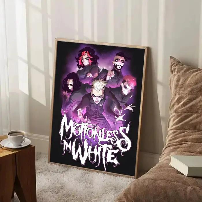 Affiche Music Dark M-Motionless in W-White, peinture murale, art mural pour salon, décoration de la maison et cadeaux