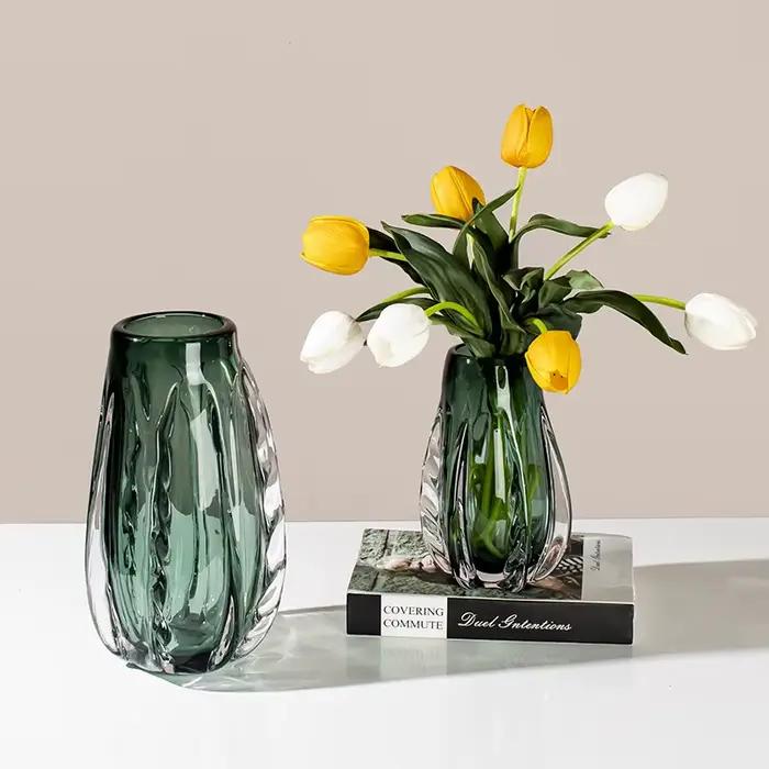 Vase en verre vert transparent moderne pour arrangements floraux terrariums et décoration intérieure maison occasions spéciales