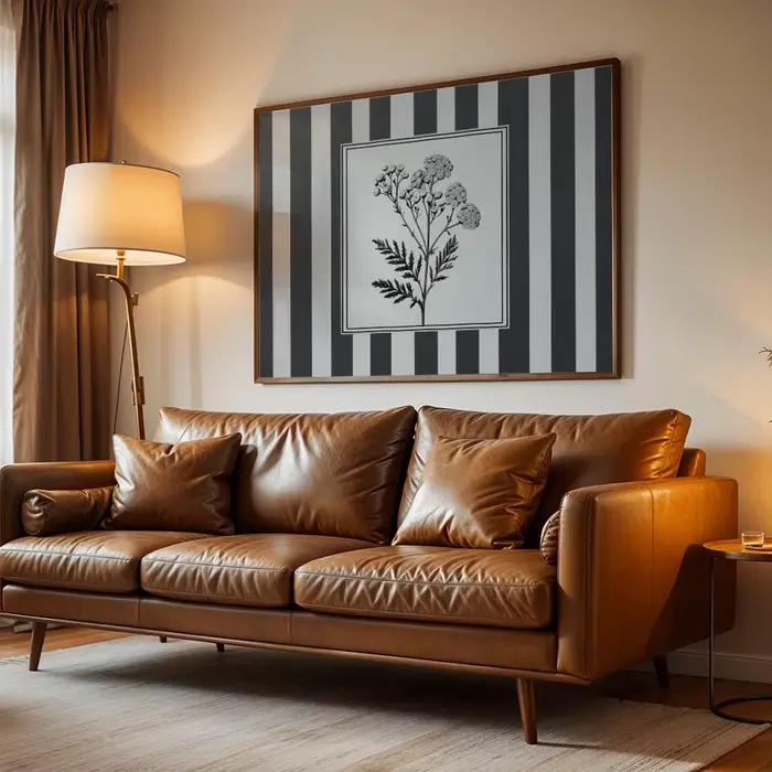 Toile murale en forme de fleur de chrysanthème sans cadre, impressions d'art mural minimalistes à rayures pour décoration de salon et de chambre à coucher, 1 pièce