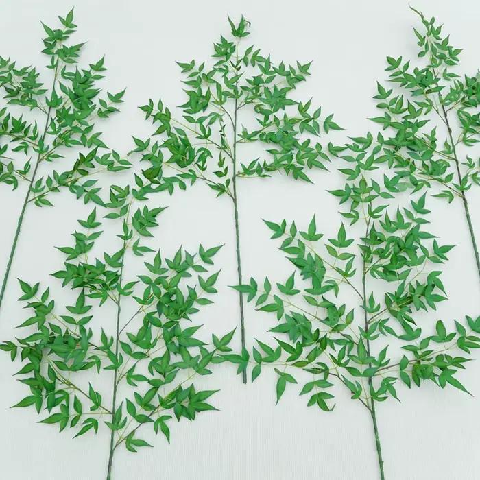 Branche Artificielle 126cm Feuilles de Bambou Vertes Décoration de Table Maison Fournitures de Photographie Matériel pour Arrangements Floraux Mariage C1803