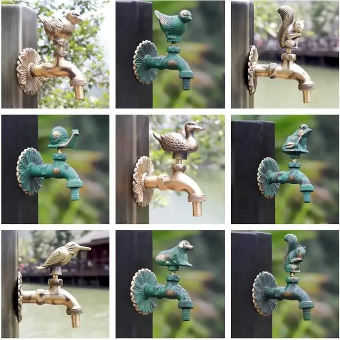 Robinet de jardin décoratif extérieur en forme d'animal, robinet en laiton vert/Antique pour laver la serpillière/arrosage du jardin