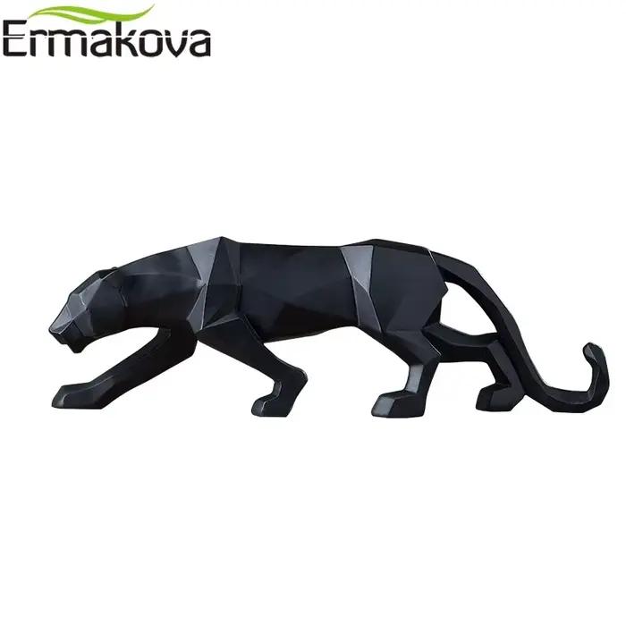 ERMAKOVA Statue de panthère Figurine d'animal Style géométrique abstrait résine léopard Sculpture maison bureau