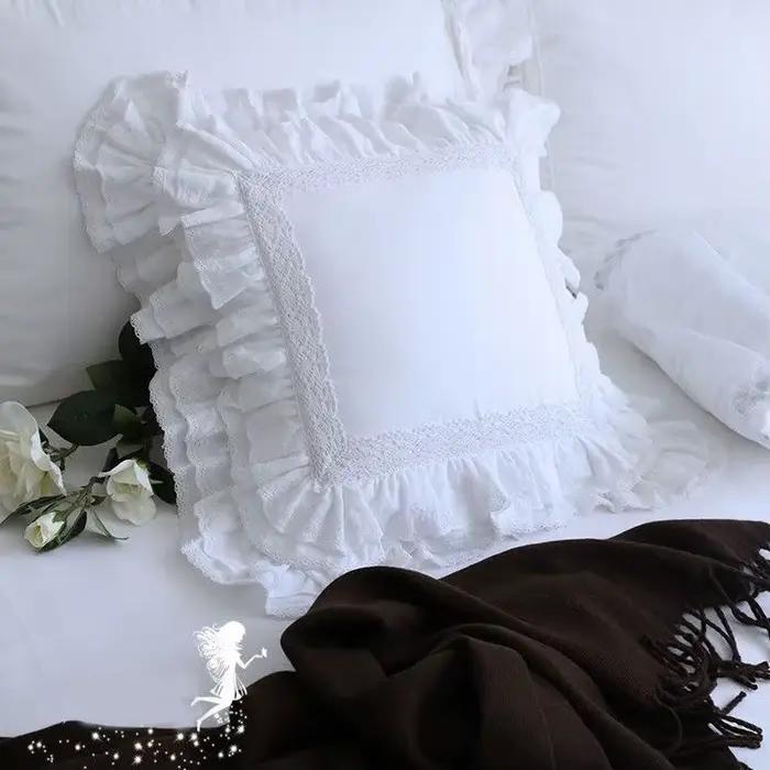 Housses de coussin brodées en satin de coton style DOBBY pour décoration de maison et occasions spéciales ```