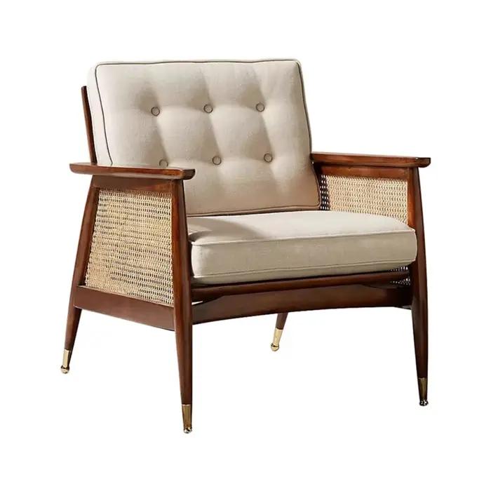 Fauteuil Vintage en rotin avec soutien lombaire