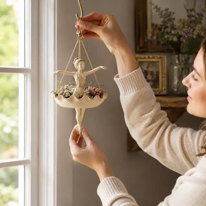 Nouveau pot de fleurs suspendu en forme de ballerine, avec bordure festonnée, pour plantes d'intérieur et d'extérieur, décoration familiale raffinée