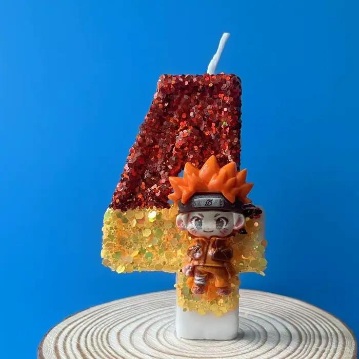 Bougie d'anniversaire Naruto Nouveau Style Chiffre Numérique Créative Faite à la Main pour Gâteau