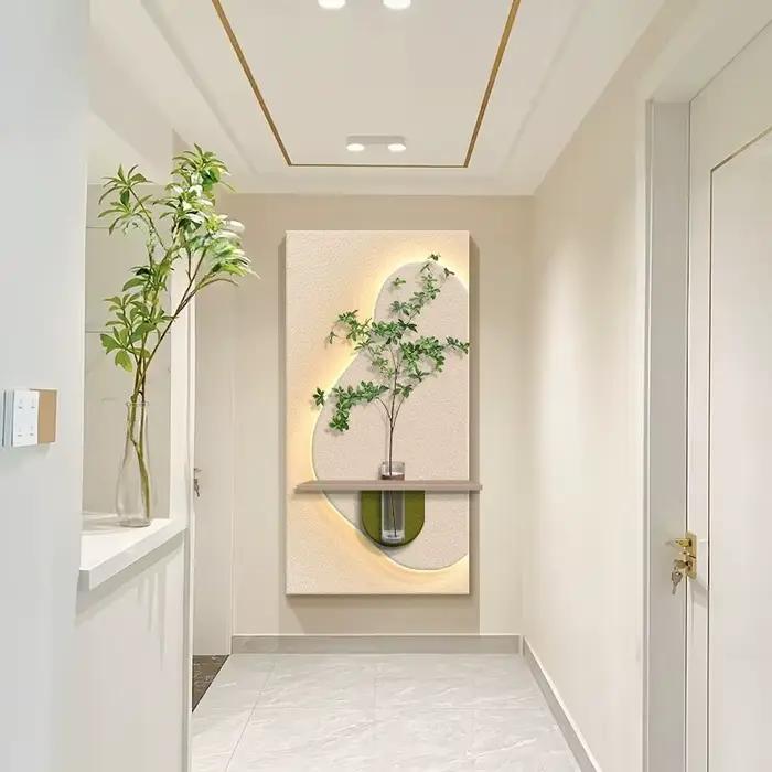 Décoration d'entrée mur LED lampe plante verte couloir couloir moderne suspendu peinture haut de gamme salon créer une lumière murale