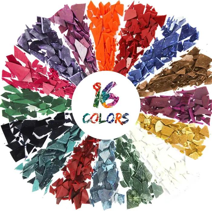Colorant pour bougies, pastilles de couleur pour cire fondue, colorant pour cire de soja, cire d'abeille, cire de paraffine, 16 couleurs x 5g