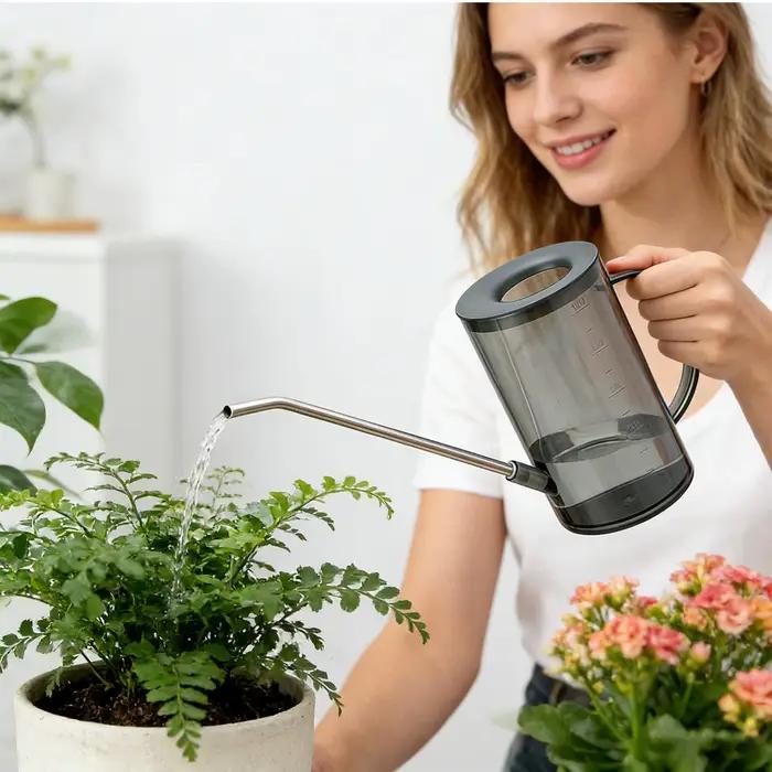 Arrosoir d'intérieur 1L en plastique transparent à long bec pour plantes en pot