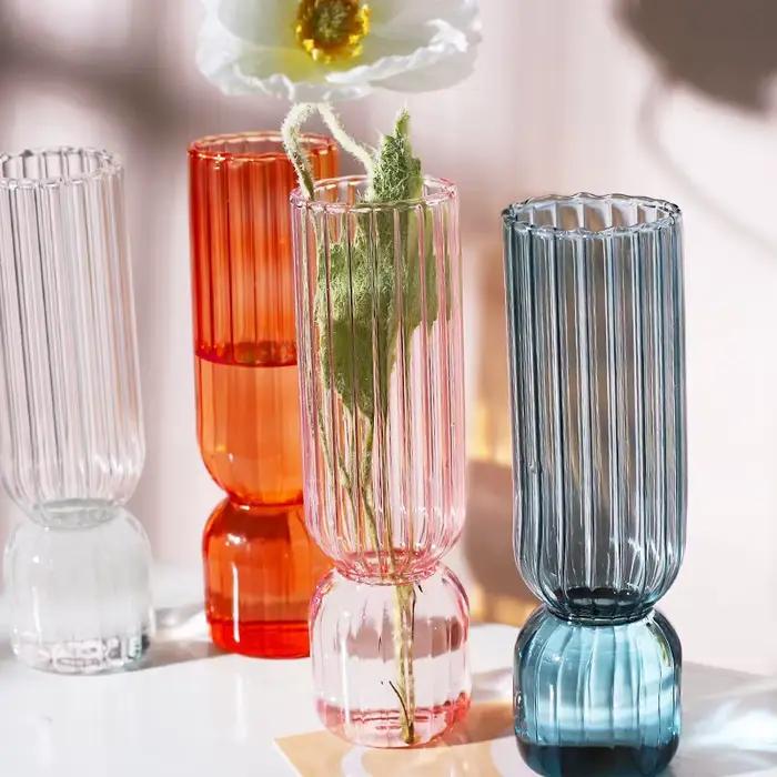 Vase à fleurs en verre transparent coloré, récipient hydroponique pour plantes, décoration d'intérieur bricolage, ornement de bureau, nouveau