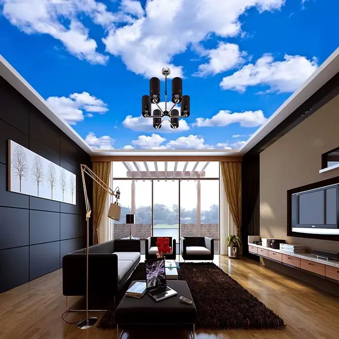 Papier peint mural 3D nuages bleus ciel et blancs pour salon chambre enfants et mariage ```