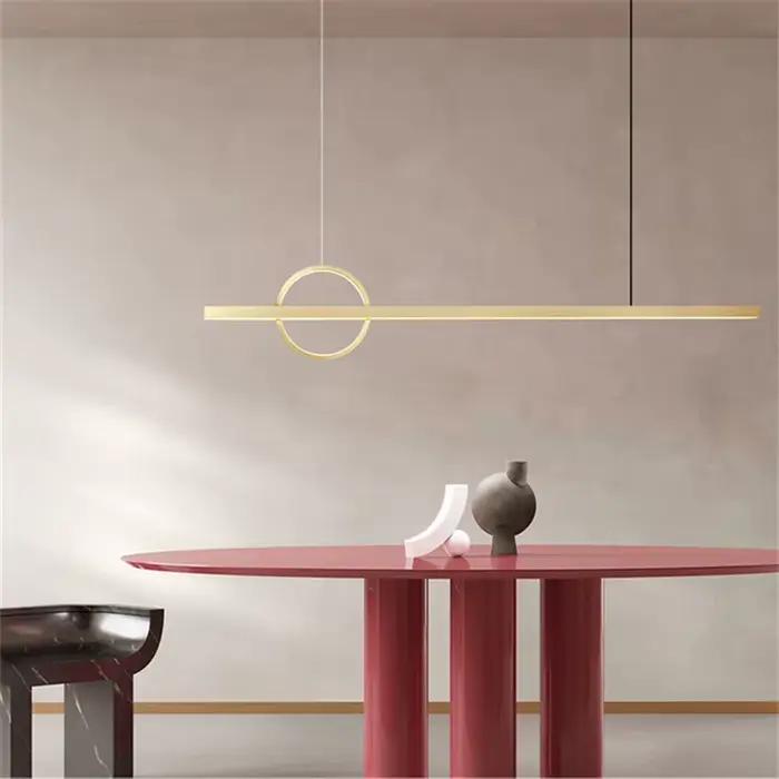 Lustre Long au Design Nordique, Suspension Minimaliste pour Restaurant, Ambiance Géométrique, Bar, Décoration de Maison