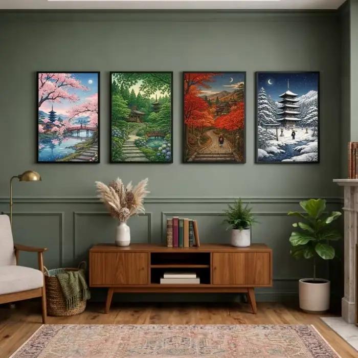 Affiche de paysage japonais Japandi