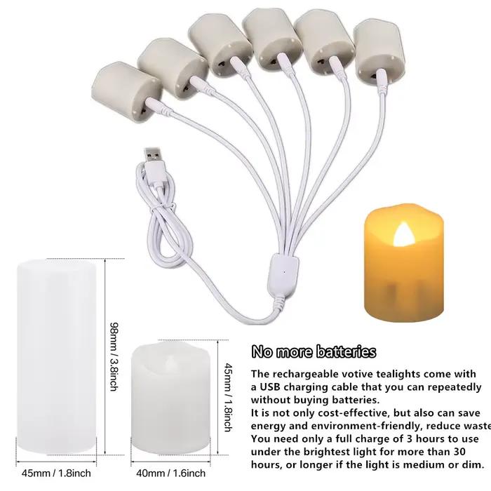 Bougies LED rechargeables par minuterie USB flammes vacillantes à distance