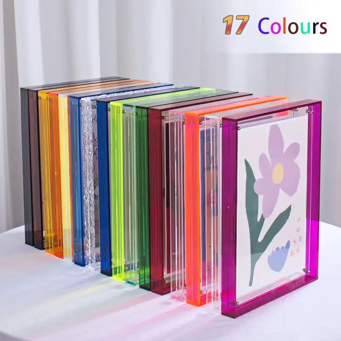 Cadre Photo en Acrylique Translucide 17 Couleurs, Cadres Creux pour Photos et Coutumes, Mur, Décoration de Bureau