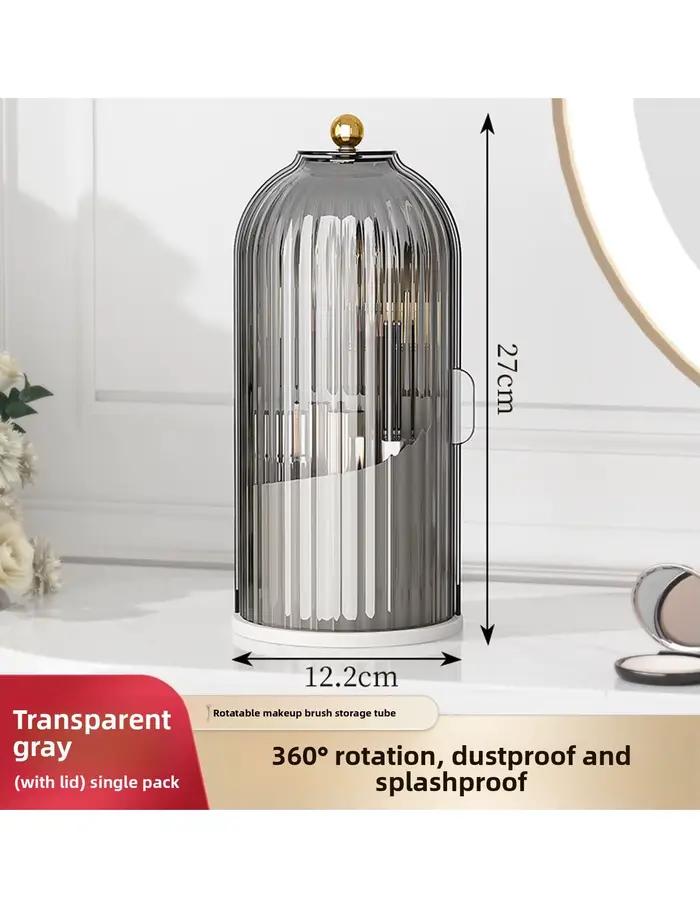 Boîte de rangement rotative anti-poussière, multi-compartiments grande capacité, pour brosses à dents, dentifrice, pinceaux de maquillage et autres objets.