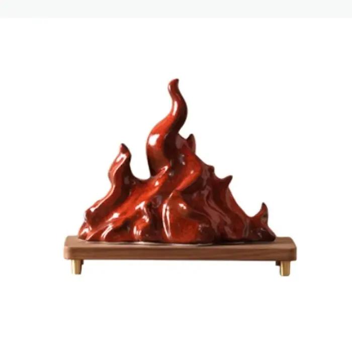 Statue créative en forme de flamme rouge, décoration de bureau, ornements, artisanat en forme de flamme torsadée, sculpture en porcelaine, décoration esthétique de la pièce