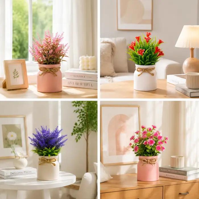 Petites plantes artificielles avec pot, plante artificielle pour la décoration de la maison, du salon, de la chambre, de l'entrée, du cabinet, du bureau, du comptoir, du rebord de fenêtre